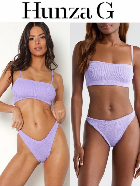 Hunza G Gigi Lilac Lavender Textured Bikini Set Nwt $255